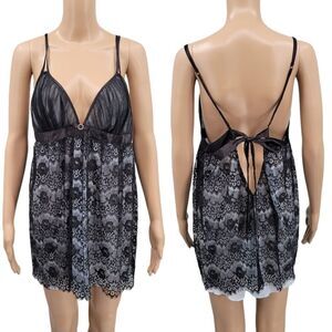 SEDUCTIVEWEAR by Cinema Black Lace over pale blue Chemise Negligee